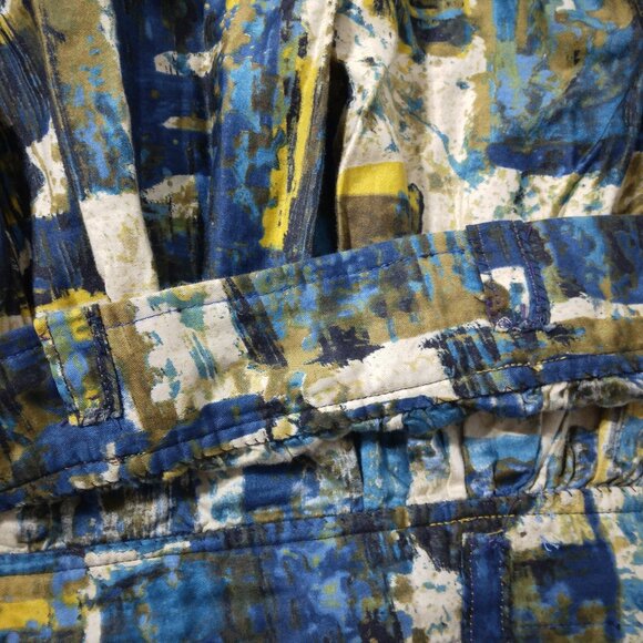 Artsy Abstract Midi Skirt XS Small Blue Mod Pleated Handmade High Waist - Picture 6 of 9